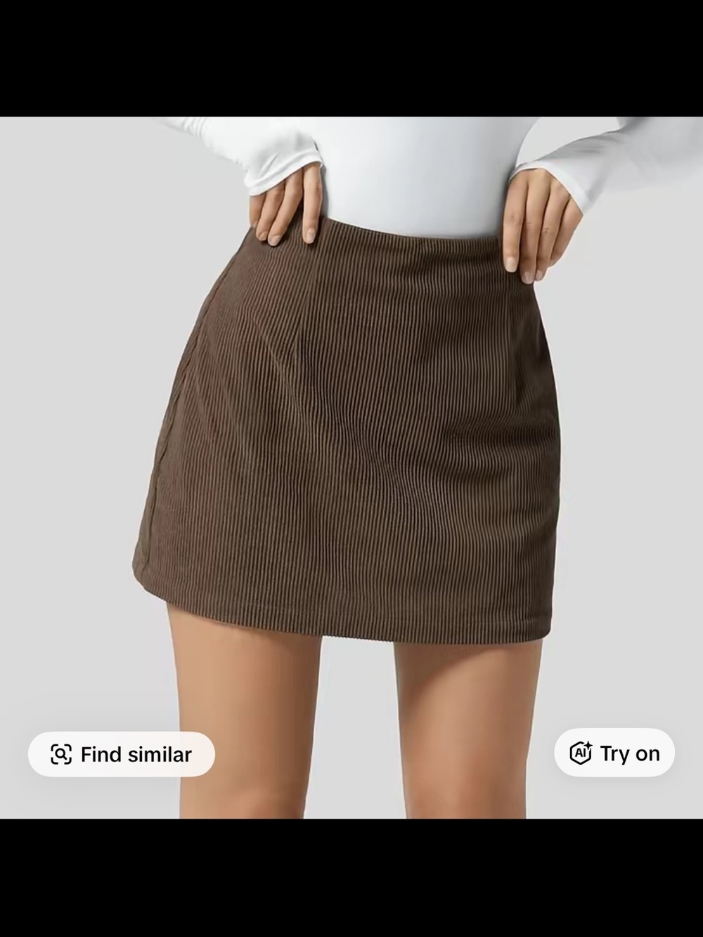 Halara Brown Corduroy Mini Skort Built-In Shorts Size M NWOT